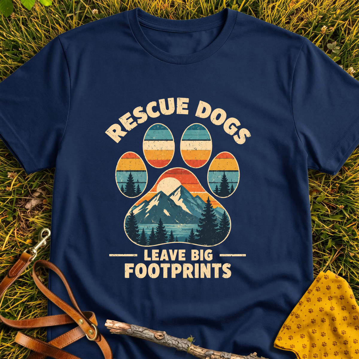 Big Footprints T-shirt T-shirt in Navy - Furever Mode rescue dog tee