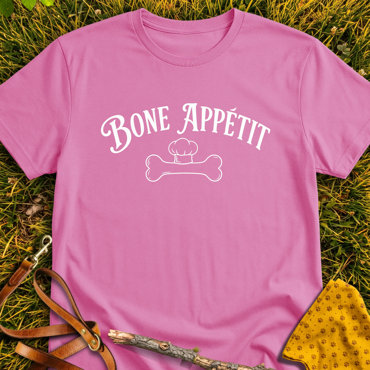 Bone Appetit T-shirt T-shirt in Azalea - Furever Mode rescue dog tee