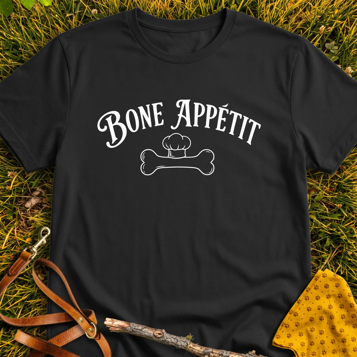 Bone Appetit T-shirt T-shirt in Black - Furever Mode rescue dog tee