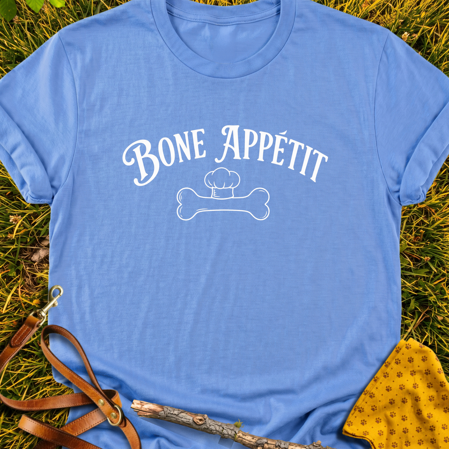 Bone Appetit T-shirt T-shirt in Carolina Blue - Furever Mode rescue dog tee