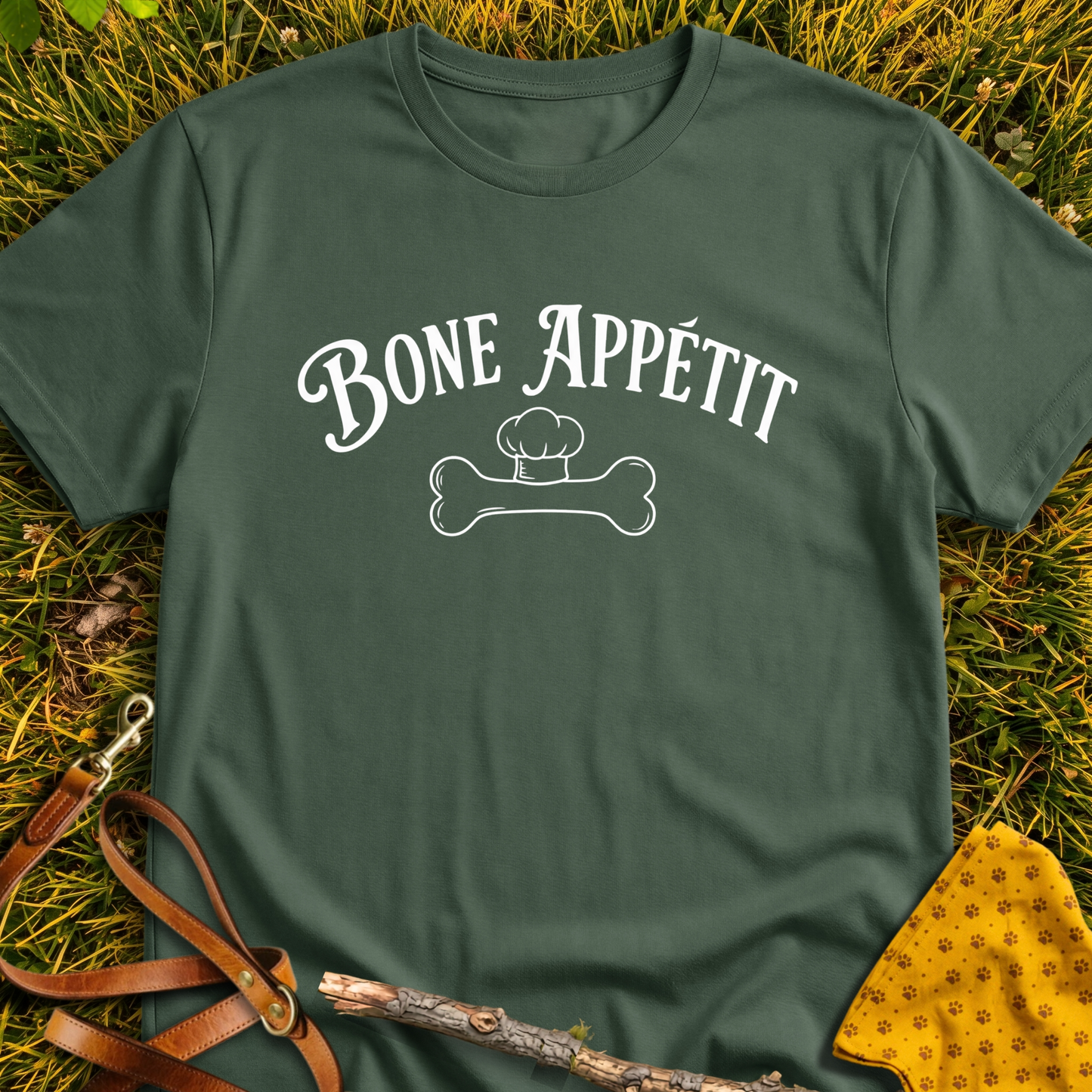Bone Appetit T-shirt T-shirt in Military Green - Furever Mode rescue dog tee