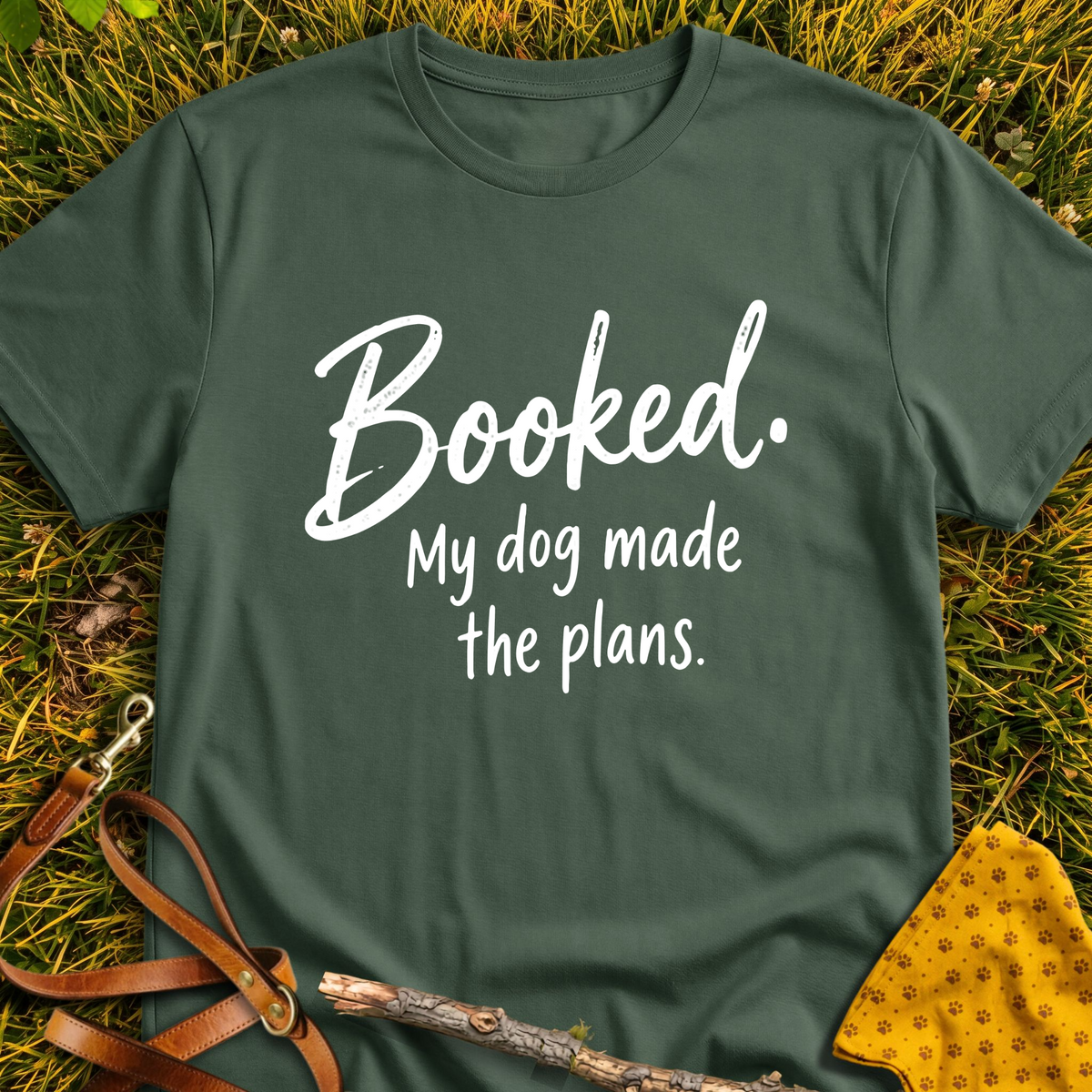 Booked T-shirt T-shirt in Military Green - Furever Mode rescue dog tee