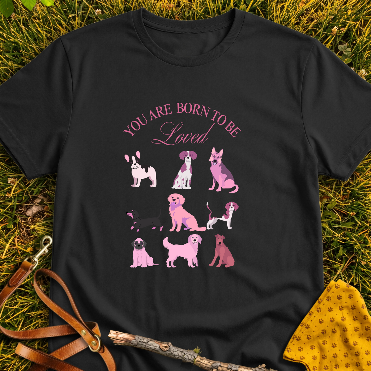 Born to be Loved T-shirt T-shirt in Black - Furever Mode rescue dog tee