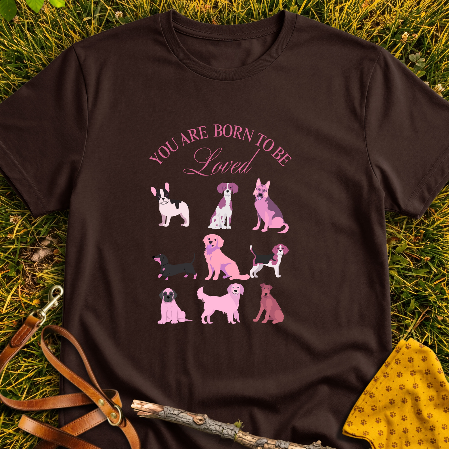 Born to be Loved T-shirt T-shirt in Dark Chocolate - Furever Mode rescue dog tee