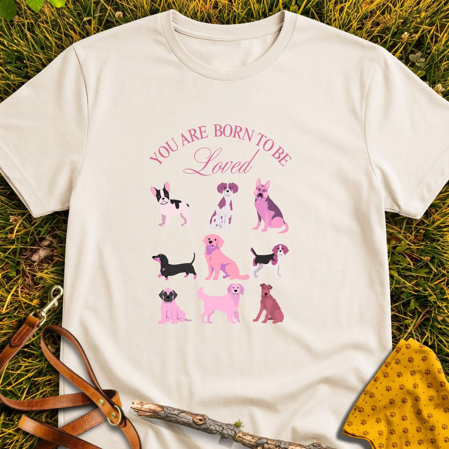 Born to be Loved T-shirt T-shirt in Natural - Furever Mode rescue dog tee
