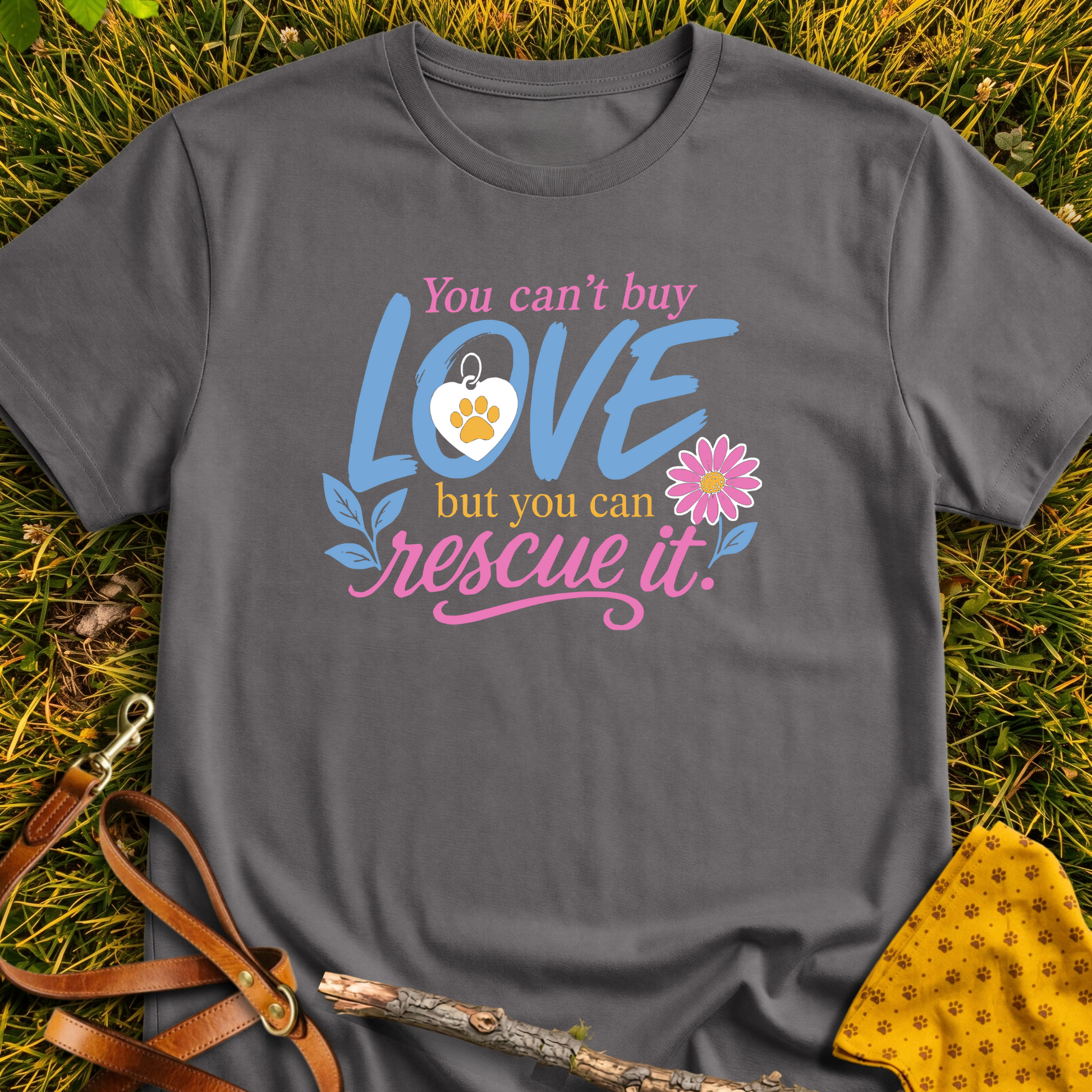 Can't Buy Love T-shirt T-shirt in Charcoal - Furever Mode rescue dog tee