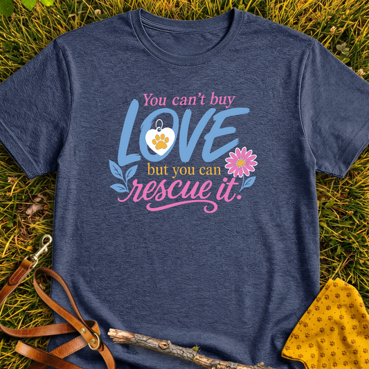 Can't Buy Love T-shirt T-shirt in Heather Navy - Furever Mode rescue dog tee