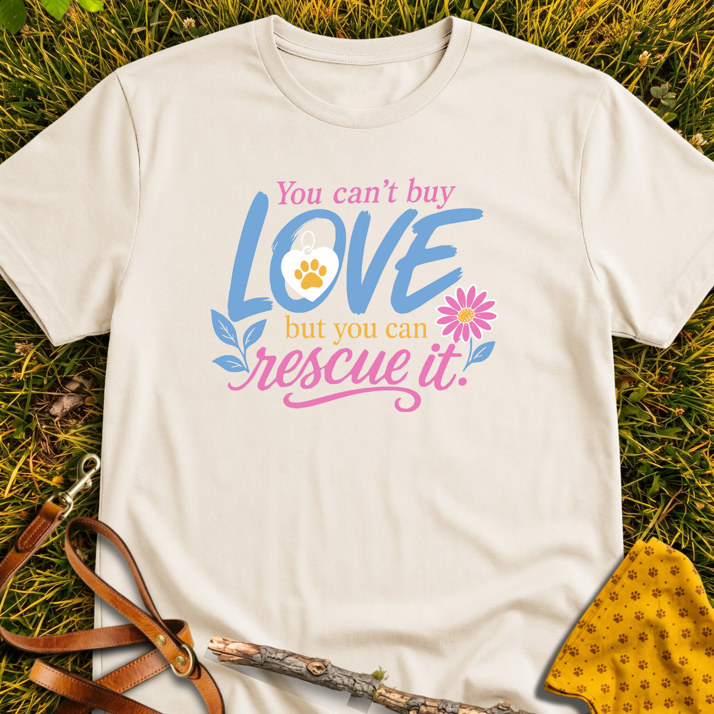 Can't Buy Love T-shirt T-shirt in Natural - Furever Mode rescue dog tee