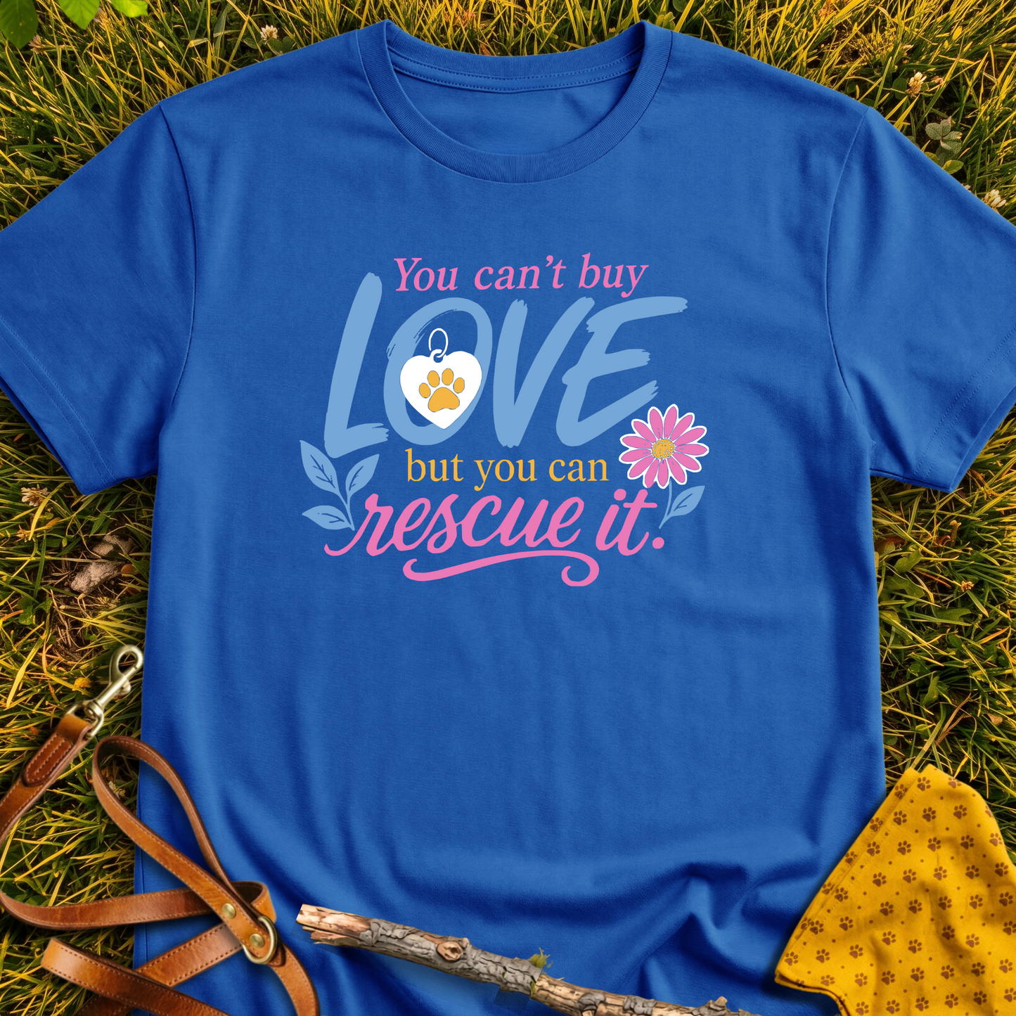 Can't Buy Love T-shirt T-shirt in Royal - Furever Mode rescue dog tee