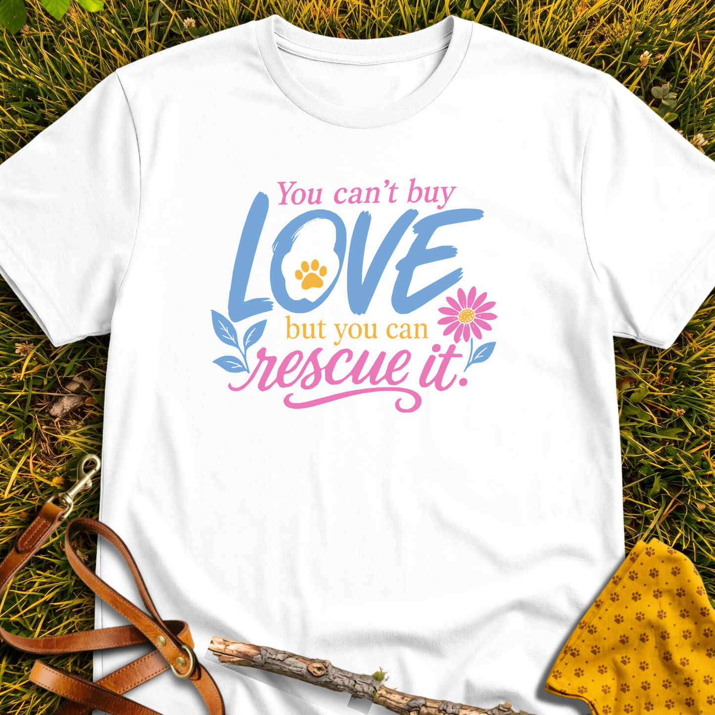 Can't Buy Love T-shirt T-shirt in White - Furever Mode rescue dog tee
