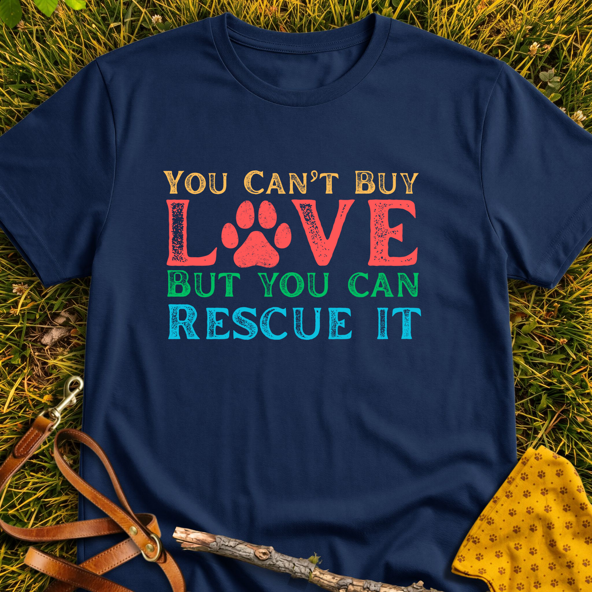 Can't Buy Love but... T-shirt T-shirt in Navy - Furever Mode rescue dog tee