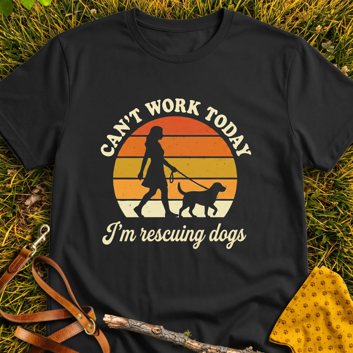 Can't Work T-shirt T-shirt in Black - Furever Mode rescue dog tee