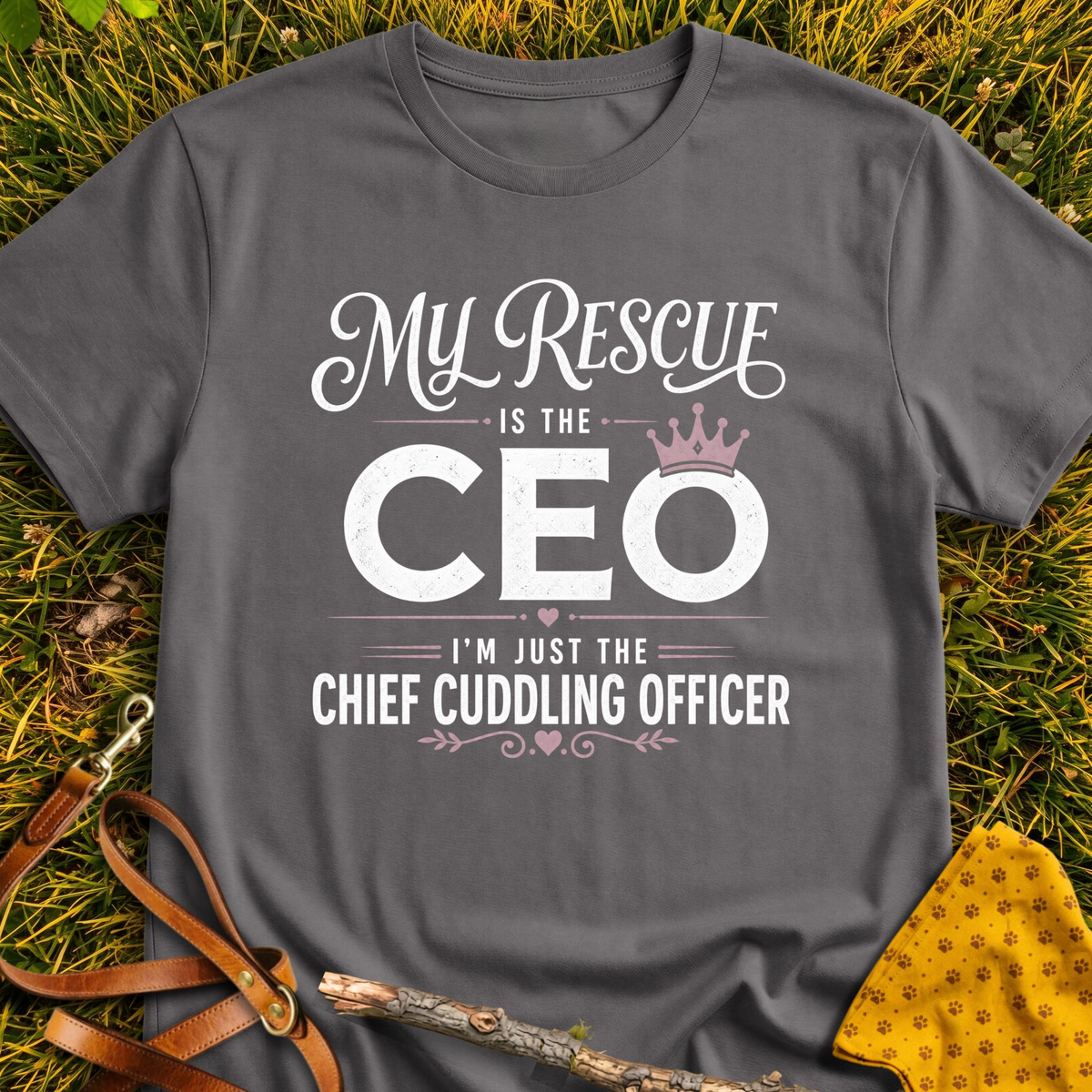 Chief Cuddle Officer T-shirt T-shirt in Charcoal - Furever Mode rescue dog tee