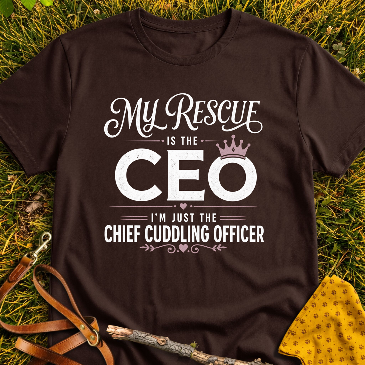 Chief Cuddle Officer T-shirt T-shirt in Dark Chocolate - Furever Mode rescue dog tee