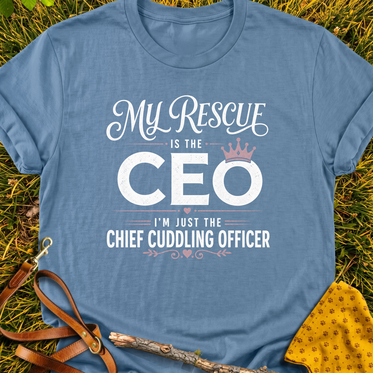 Chief Cuddle Officer T-shirt T-shirt in Indigo Blue - Furever Mode rescue dog tee