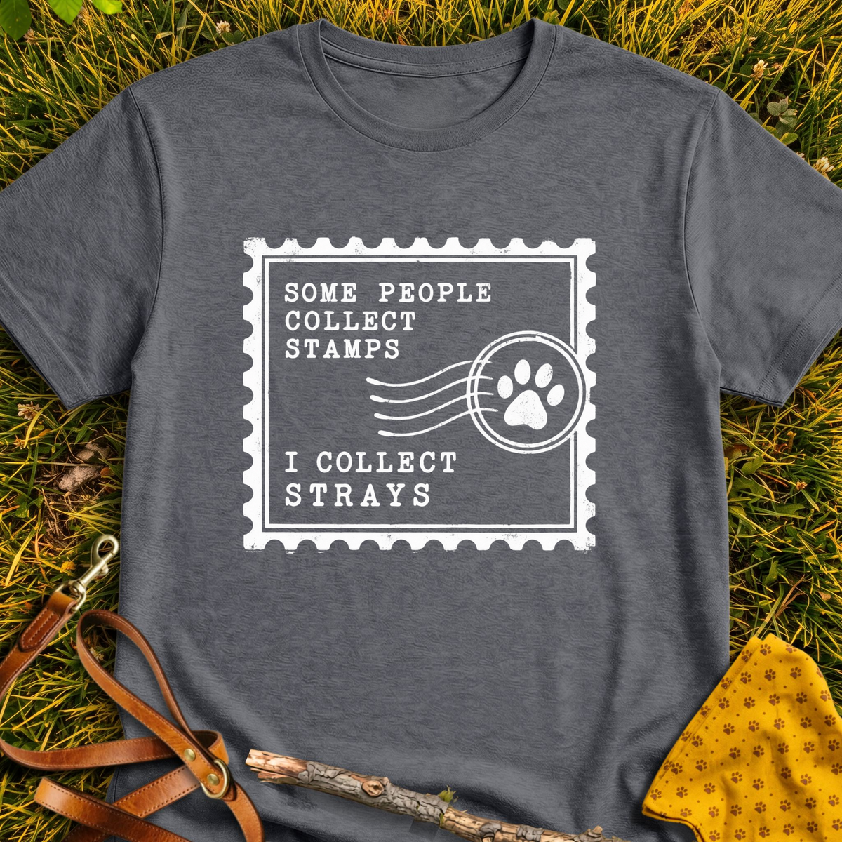 Collecting Strays T-shirt T-shirt in Dark Heather - Furever Mode rescue dog tee