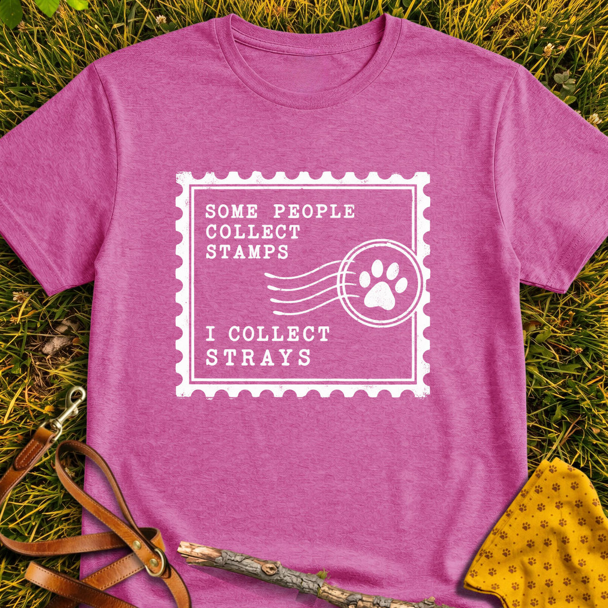 Collecting Strays T-shirt T-shirt in Heather Berry - Furever Mode rescue dog tee
