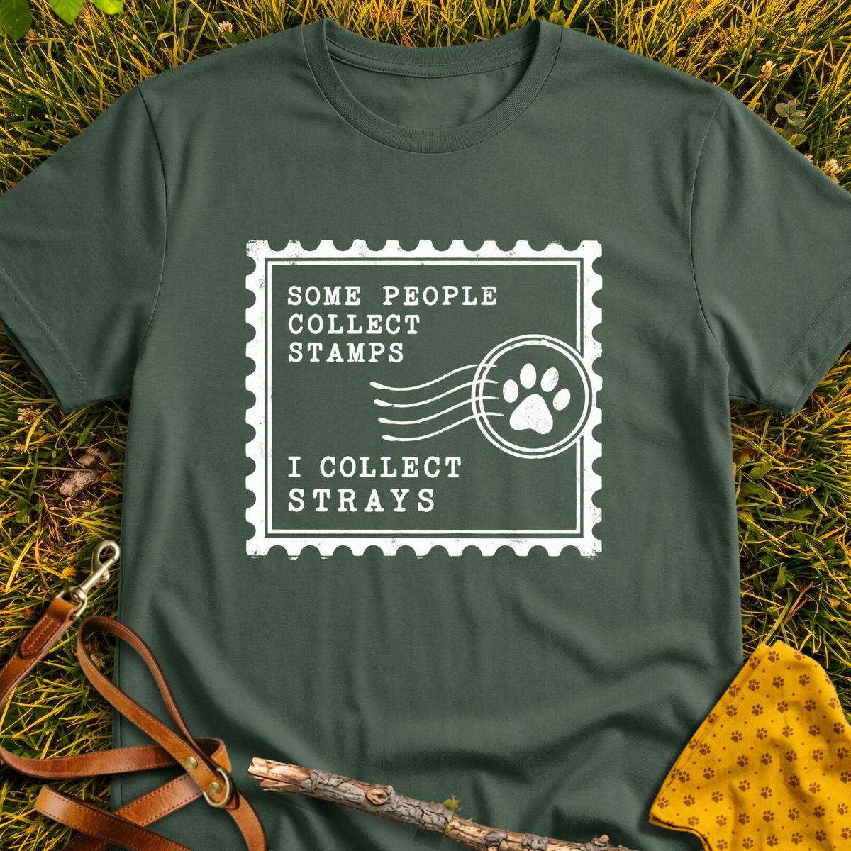 Collecting Strays T-shirt T-shirt in Military Green - Furever Mode rescue dog tee
