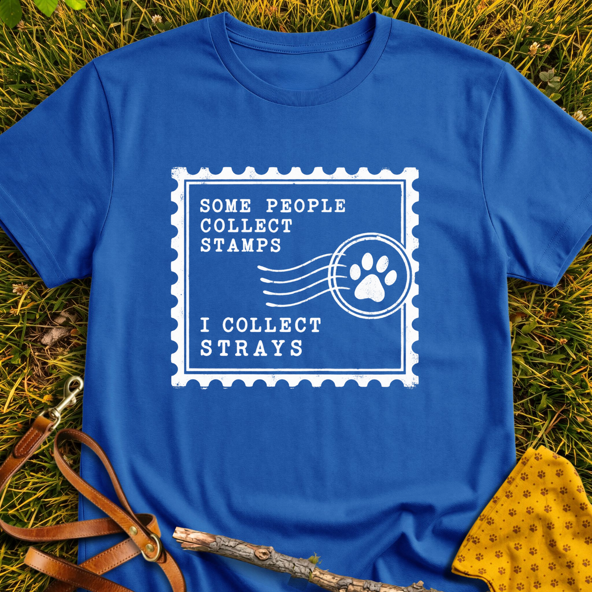Collecting Strays T-shirt T-shirt in Royal - Furever Mode rescue dog tee