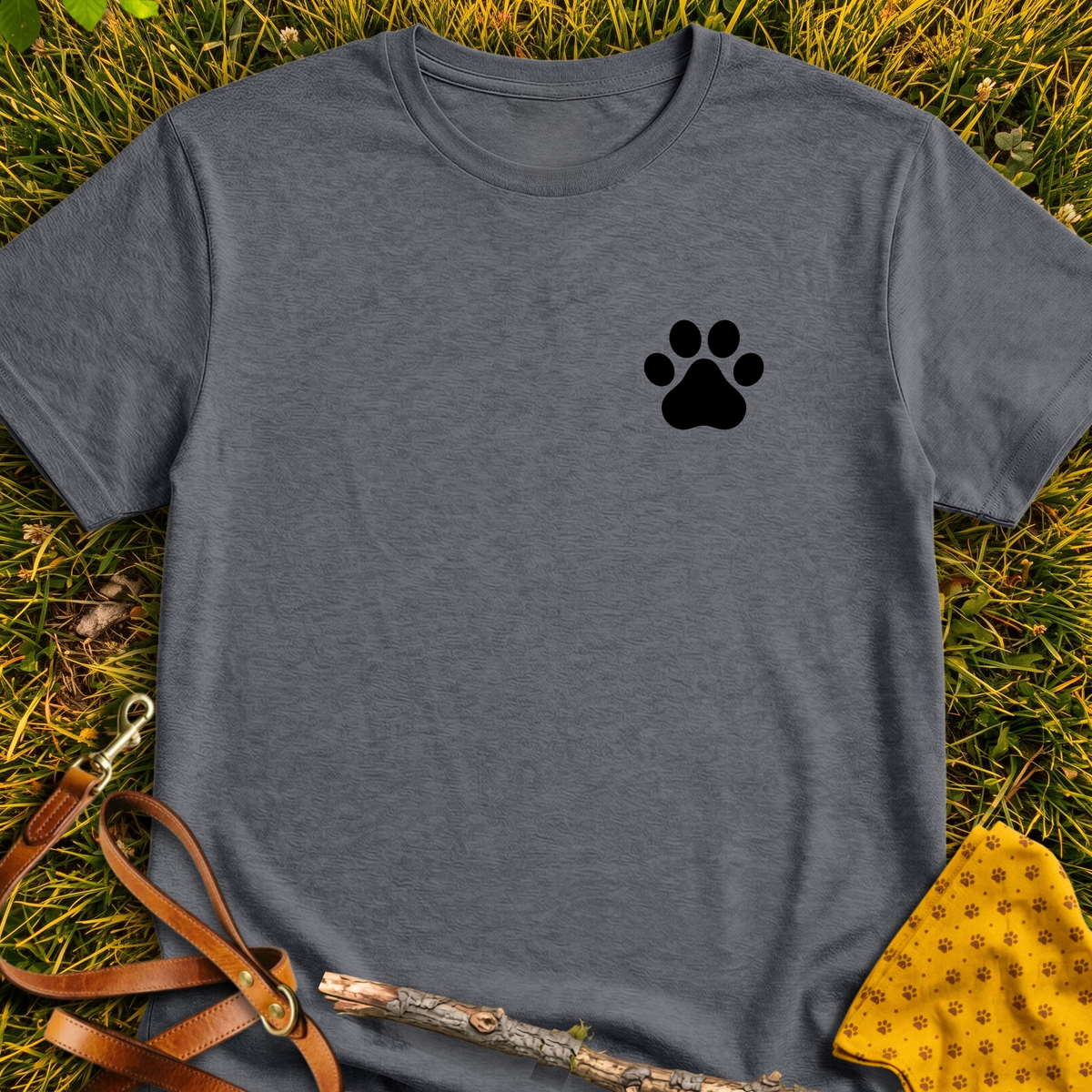 Corner Paw T-shirt T-shirt in Dark Heather - Furever Mode rescue dog tee