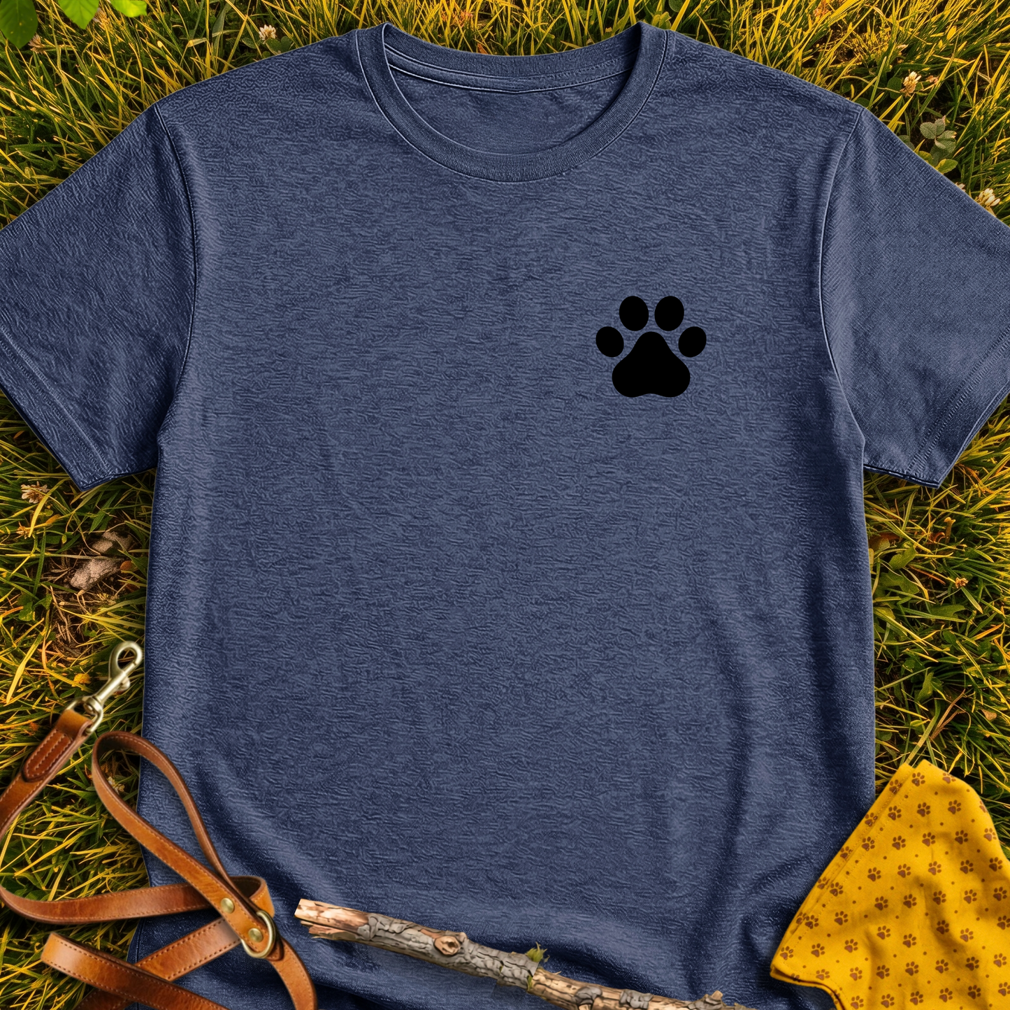 Corner Paw T-shirt T-shirt in Heather Navy - Furever Mode rescue dog tee