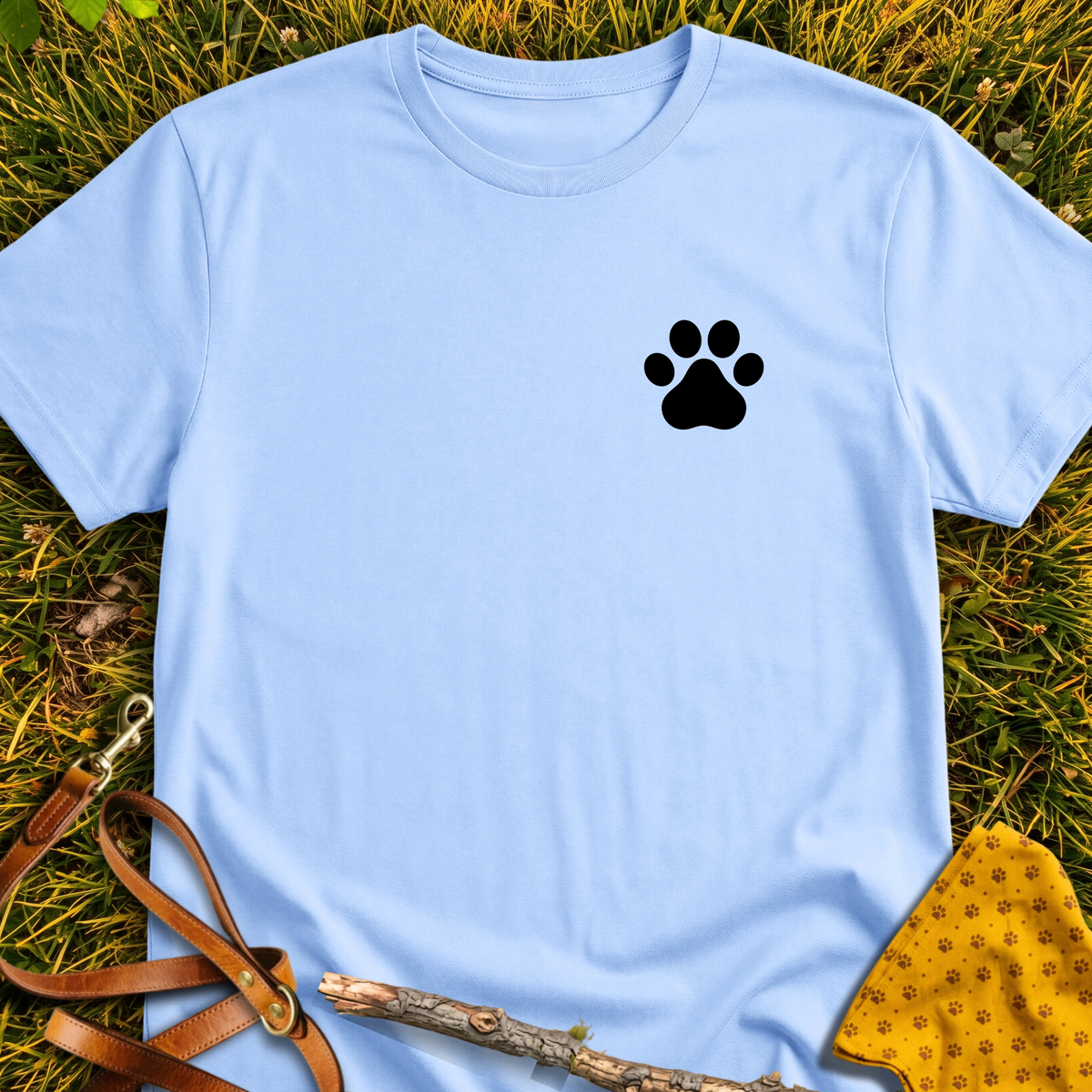 Corner Paw T-shirt T-shirt in Light Blue - Furever Mode rescue dog tee