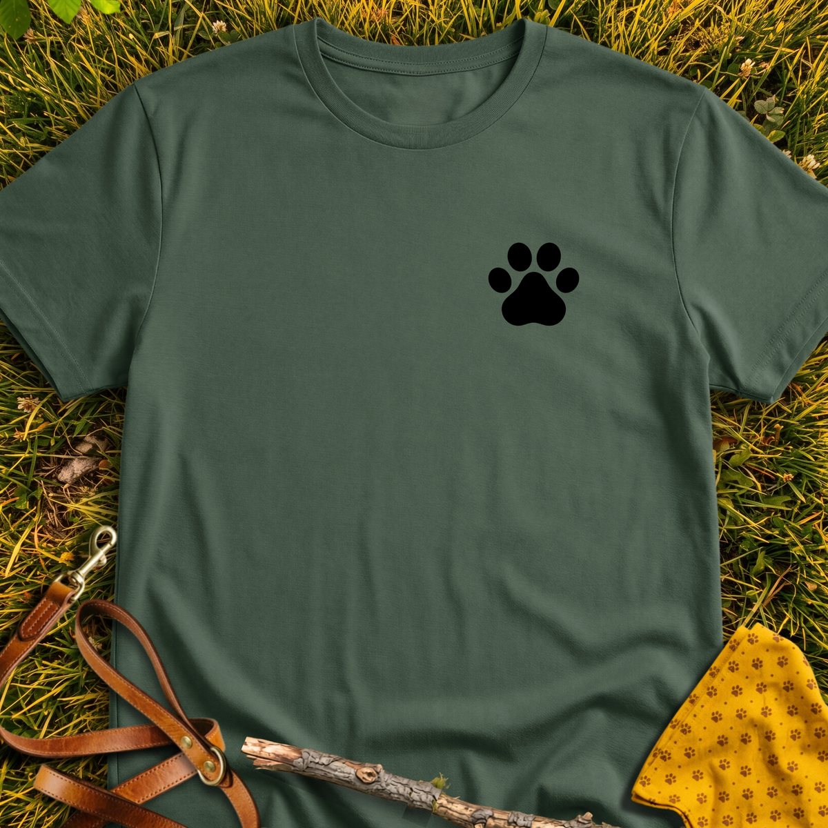 Corner Paw T-shirt T-shirt in Military Green - Furever Mode rescue dog tee