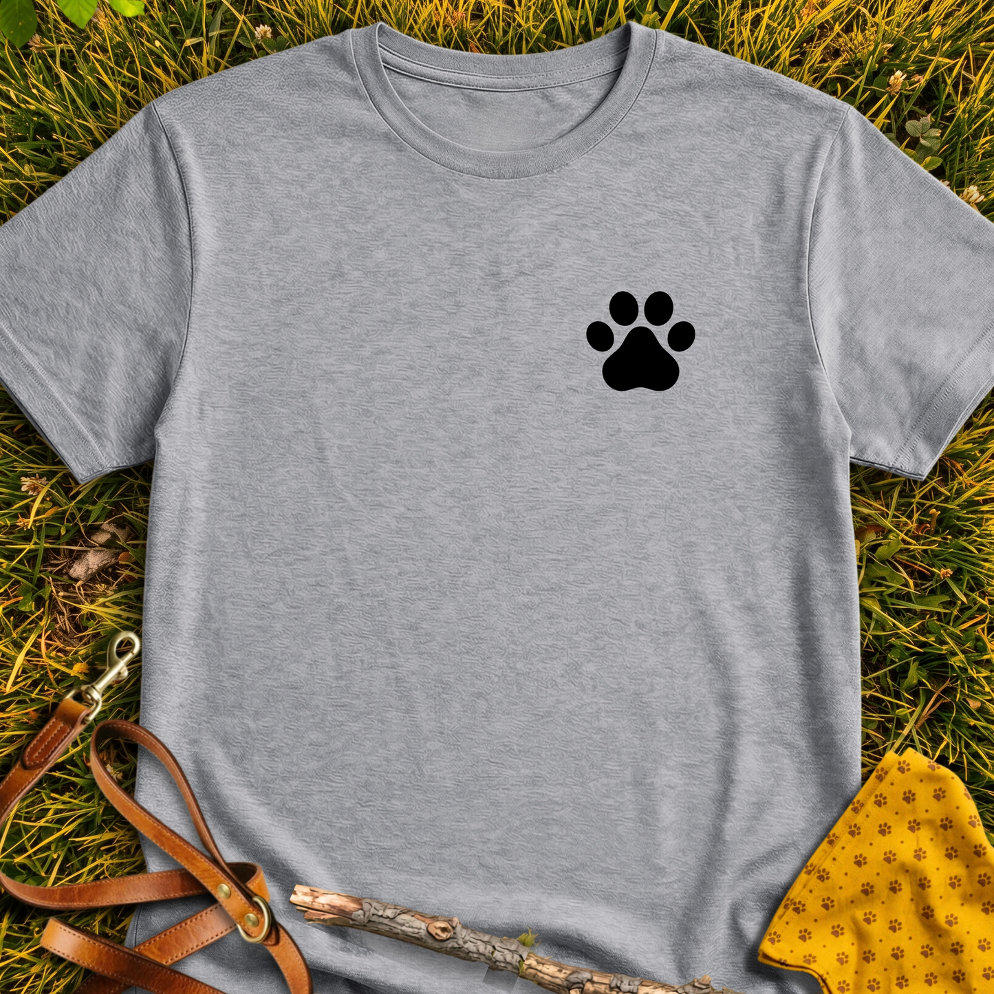 Corner Paw T-shirt T-shirt in Sport Grey - Furever Mode rescue dog tee