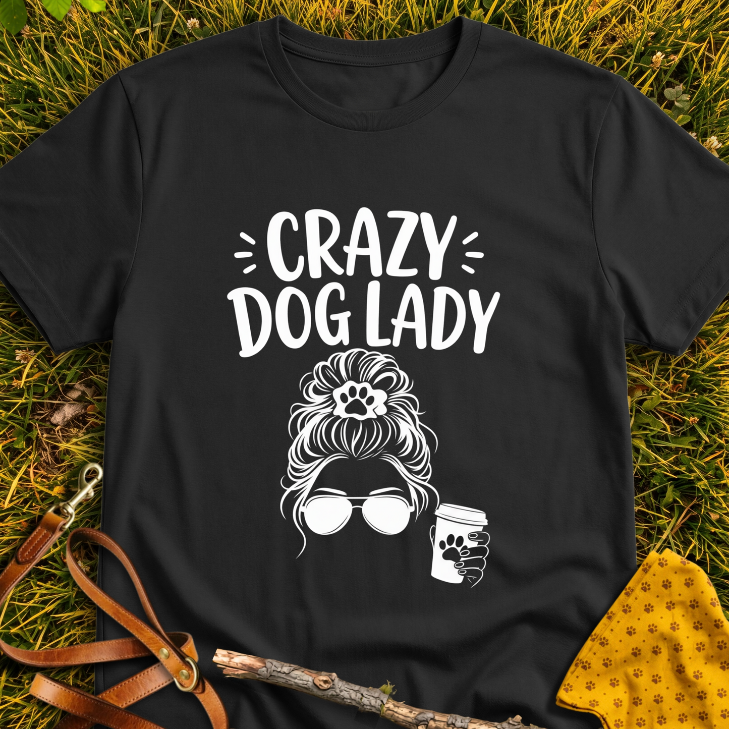 Crazy Dog Lady T-shirt T-shirt in Black - Furever Mode rescue dog tee