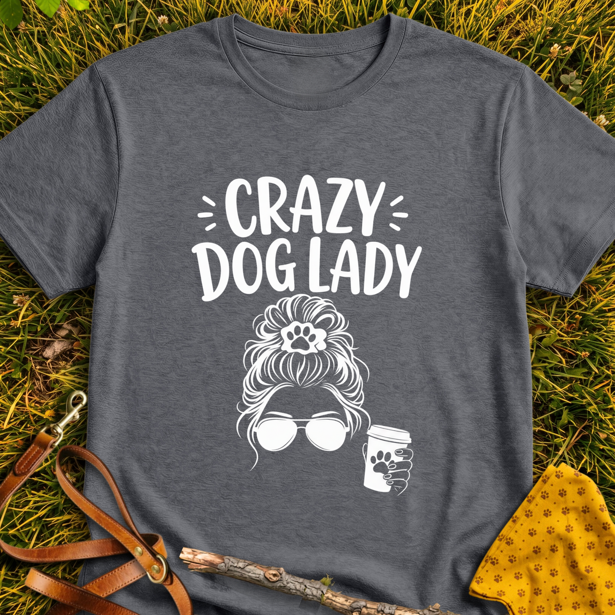 Crazy Dog Lady T-shirt T-shirt in Dark Heather - Furever Mode rescue dog tee