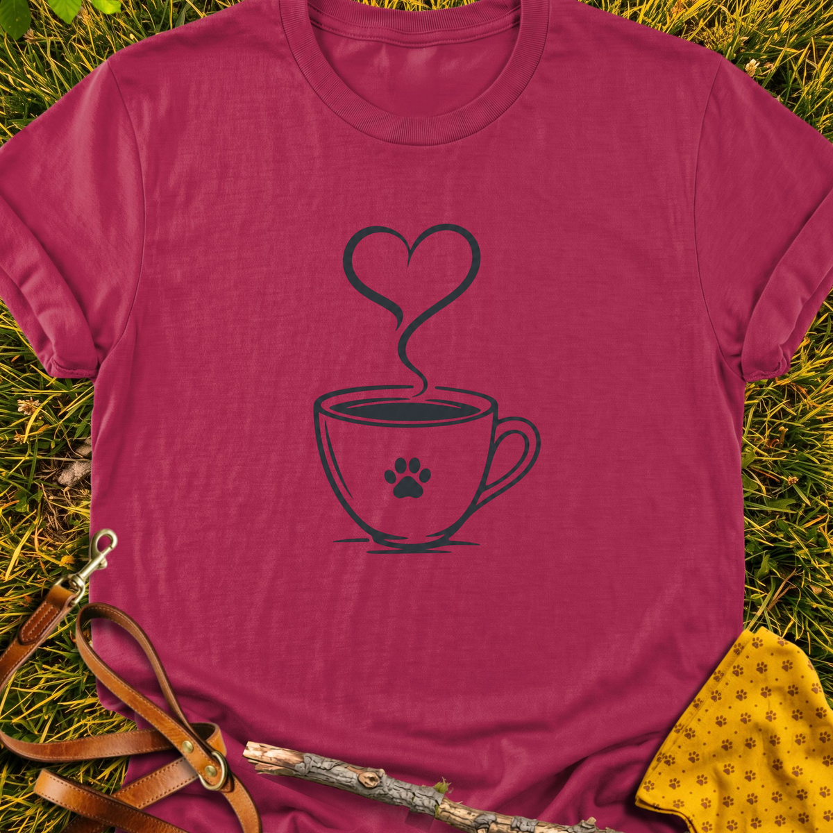 Cup of Love T-shirt T-shirt in Cardinal Red - Furever Mode rescue dog tee