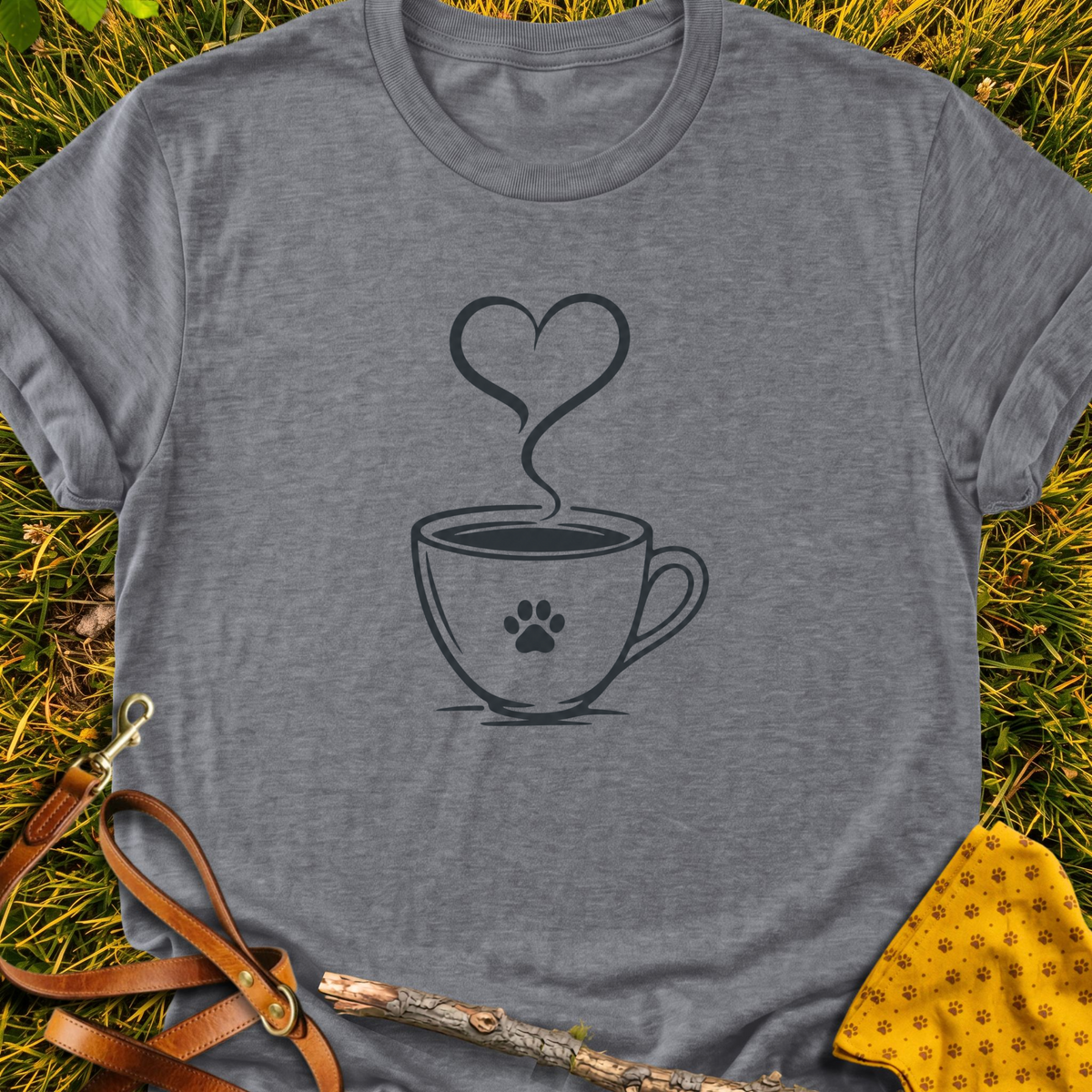Cup of Love T-shirt T-shirt in Graphite Heather - Furever Mode rescue dog tee