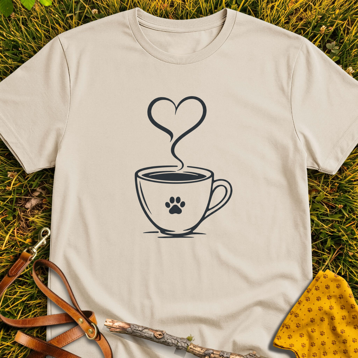 Cup of Love T-shirt T-shirt in Sand - Furever Mode rescue dog tee