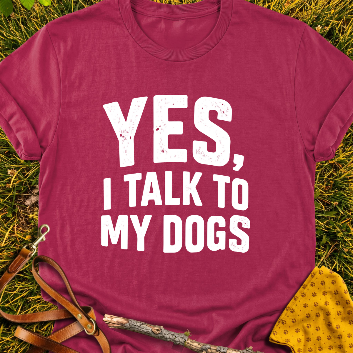 Dog Chats T-shirt T-shirt in Cardinal Red - Furever Mode rescue dog tee