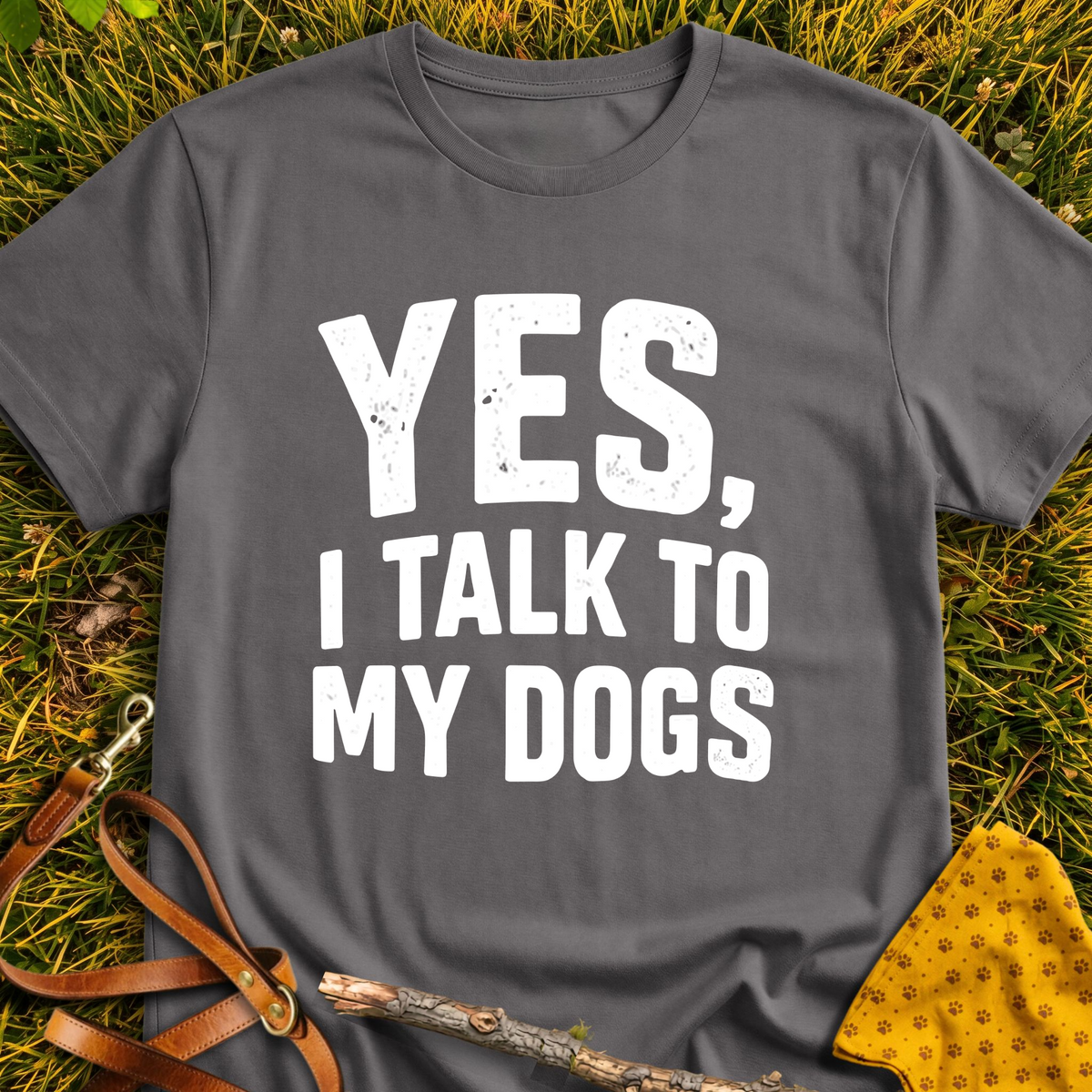 Dog Chats T-shirt T-shirt in Charcoal - Furever Mode rescue dog tee