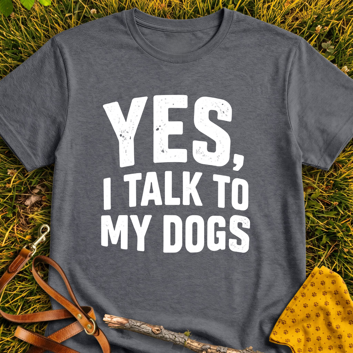 Dog Chats T-shirt T-shirt in Dark Heather - Furever Mode rescue dog tee