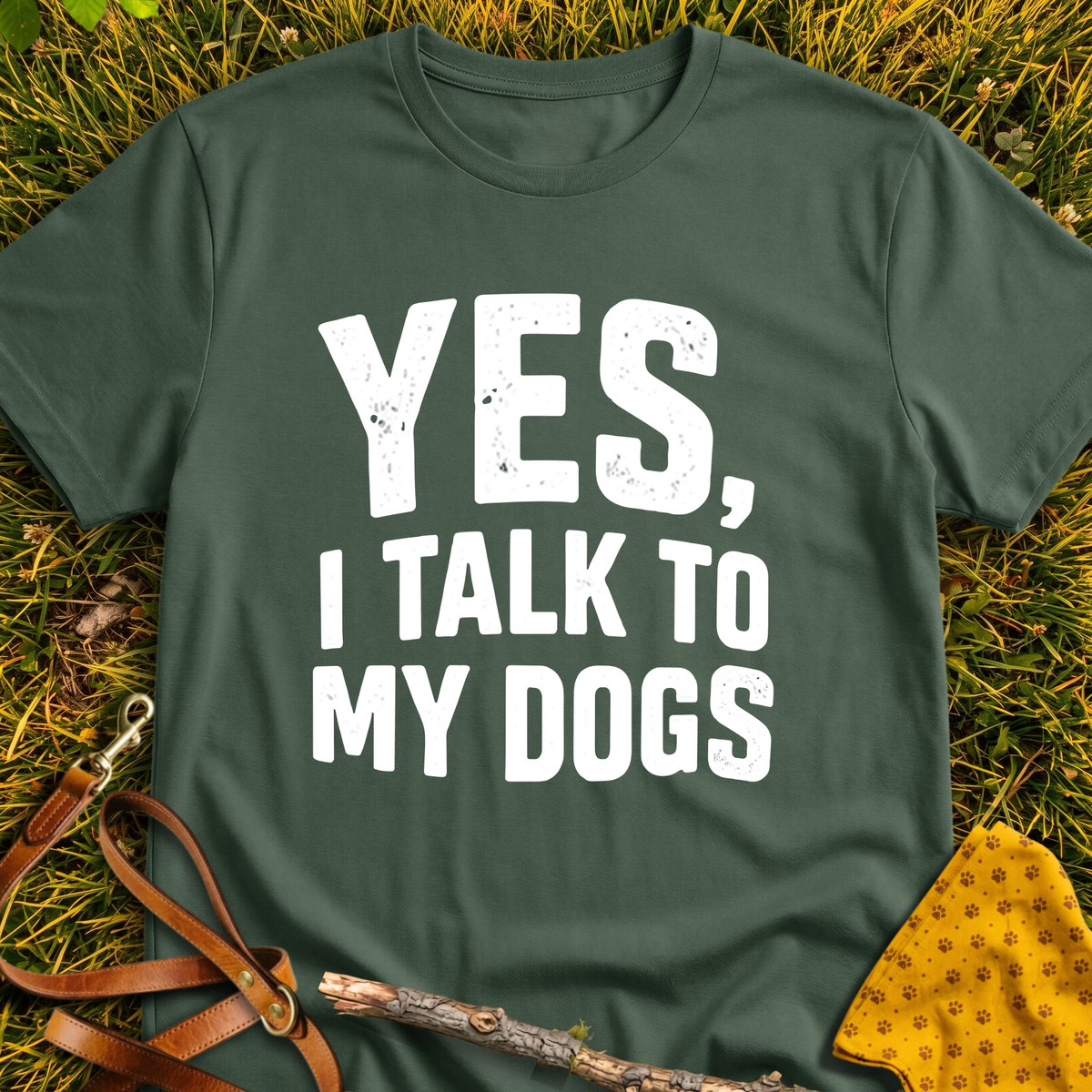 Dog Chats T-shirt T-shirt in Military Green - Furever Mode rescue dog tee