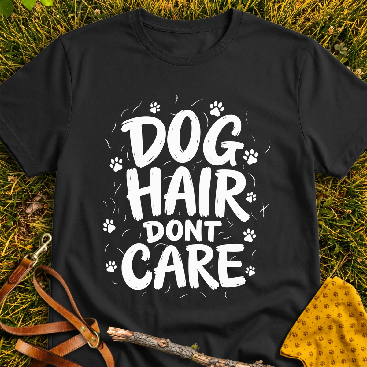 Dog Hair Don't Care T-shirt T-shirt in Black - Furever Mode rescue dog tee