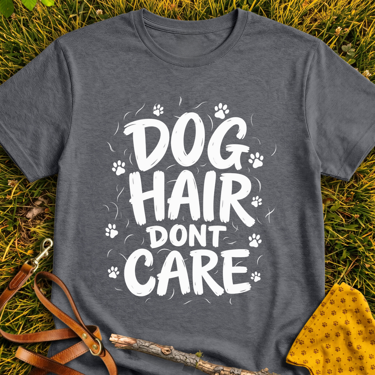 Dog Hair Don't Care T-shirt T-shirt in Dark Heather - Furever Mode rescue dog tee