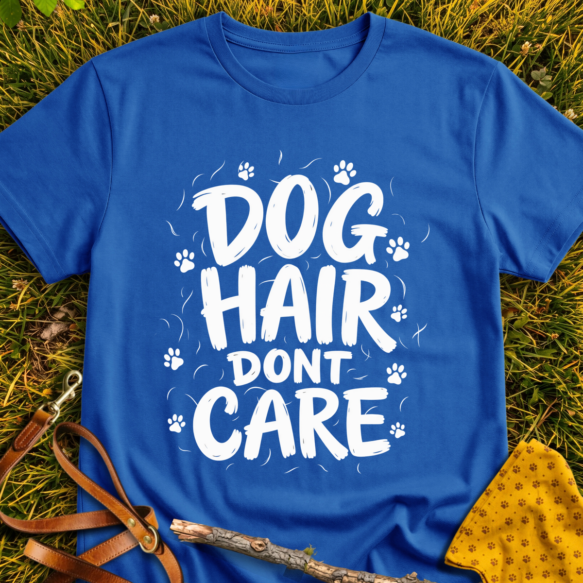 Dog Hair Don't Care T-shirt T-shirt in Royal - Furever Mode rescue dog tee