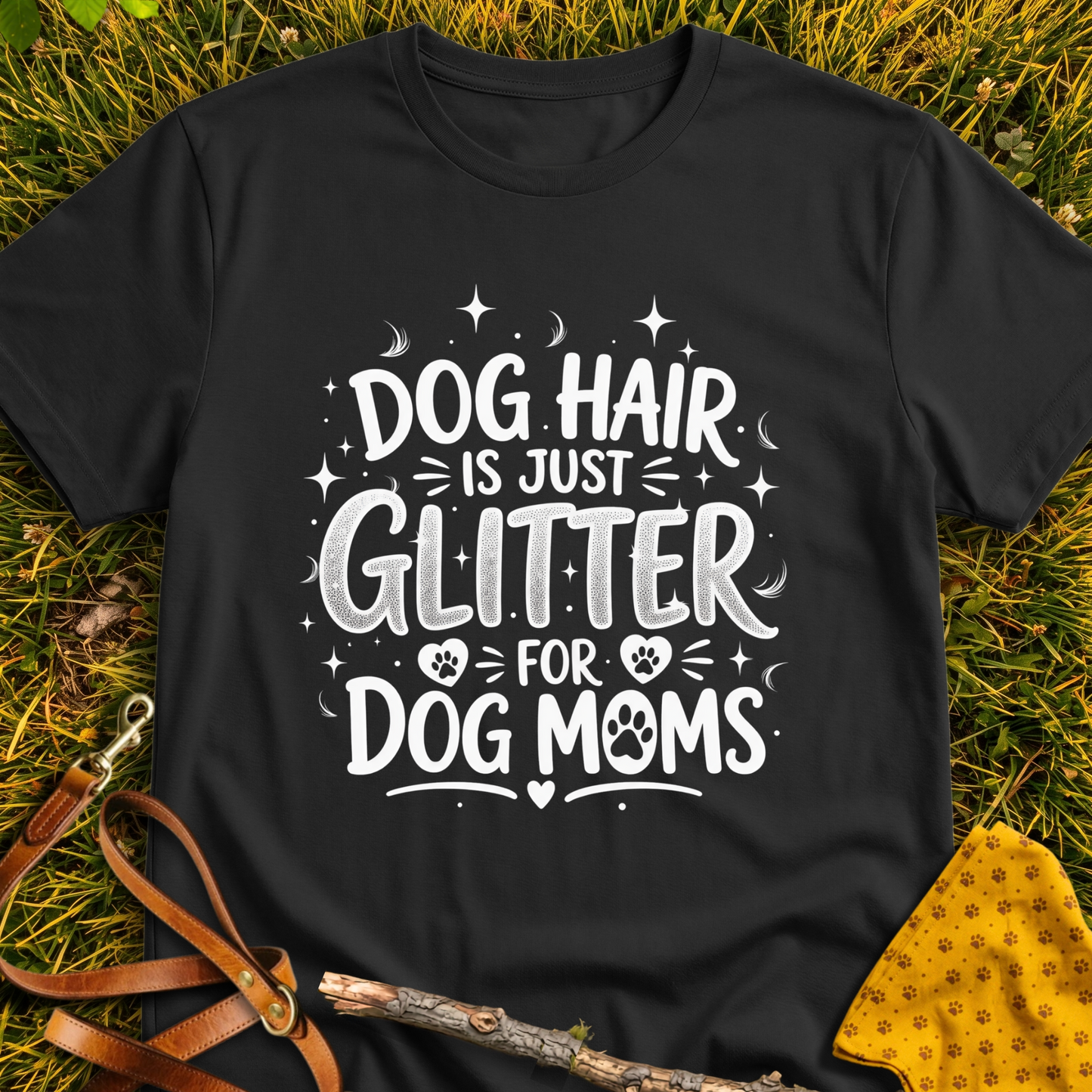 Dog Hair Glitter T-shirt T-shirt in Black - Furever Mode rescue dog tee