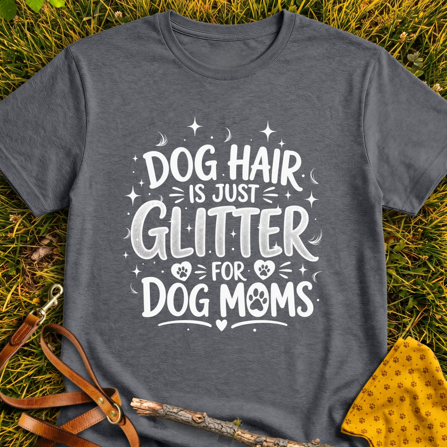 Dog Hair Glitter T-shirt T-shirt in Dark Heather - Furever Mode rescue dog tee