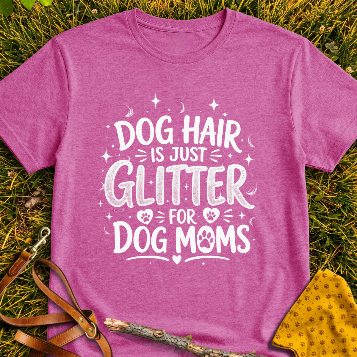Dog Hair Glitter T-shirt T-shirt in Heather Berry - Furever Mode rescue dog tee