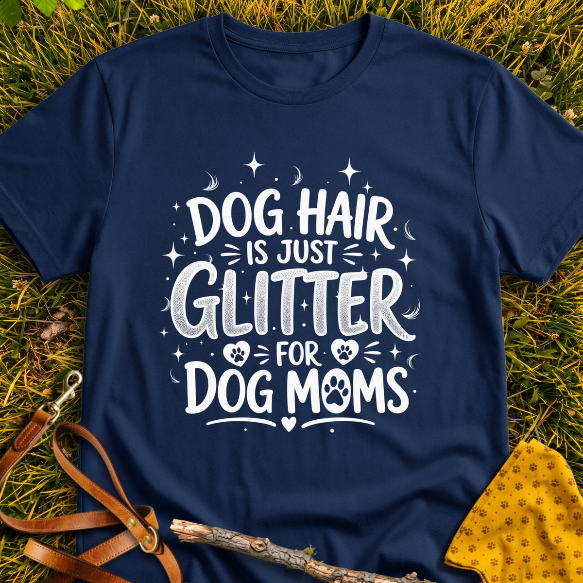 Dog Hair Glitter T-shirt T-shirt in Navy - Furever Mode rescue dog tee