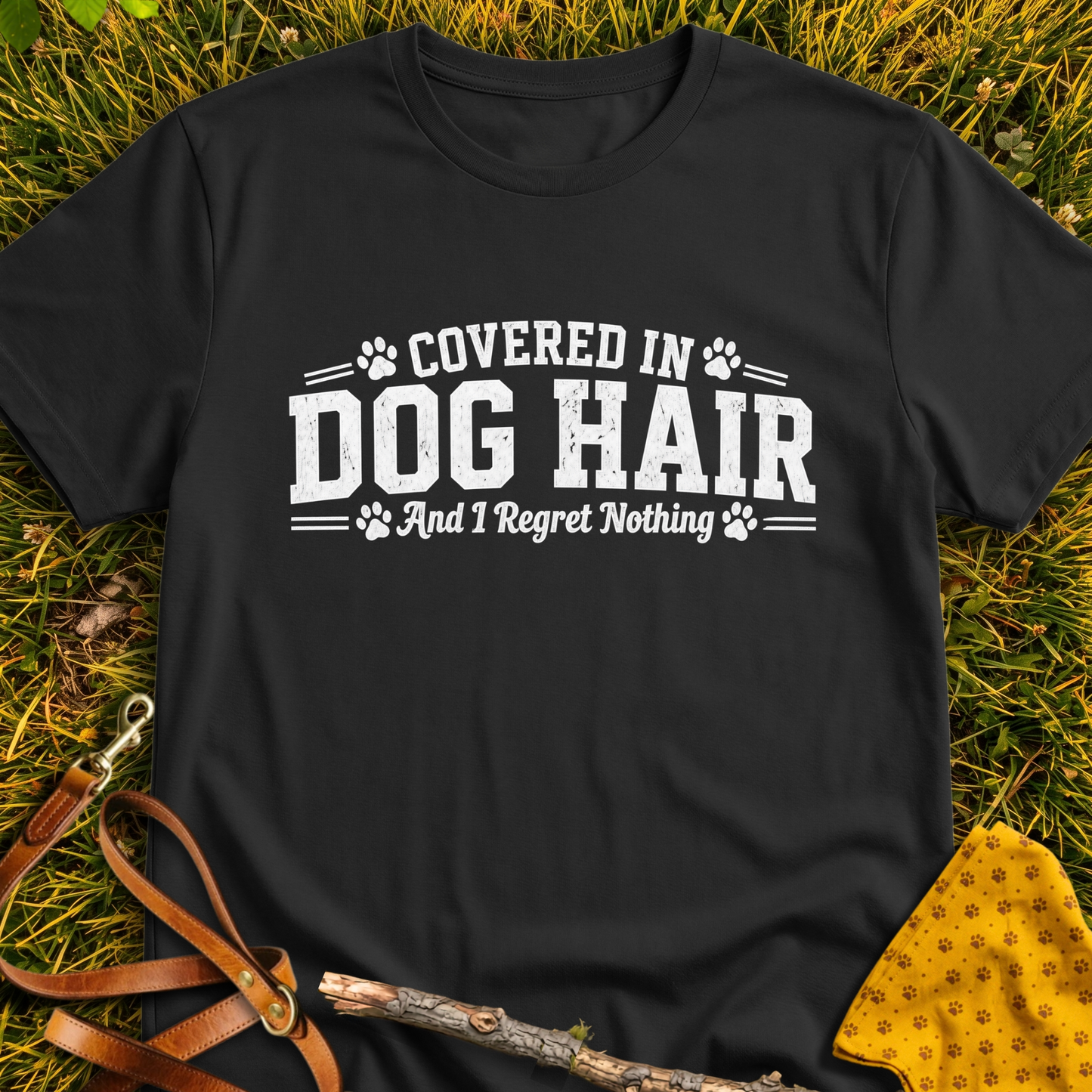 Dog Hair No Regrets T-shirt T-shirt in Black - Furever Mode rescue dog tee