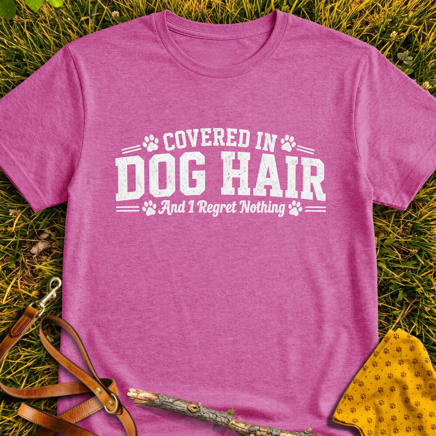 Dog Hair No Regrets T-shirt T-shirt in Heather Berry - Furever Mode rescue dog tee