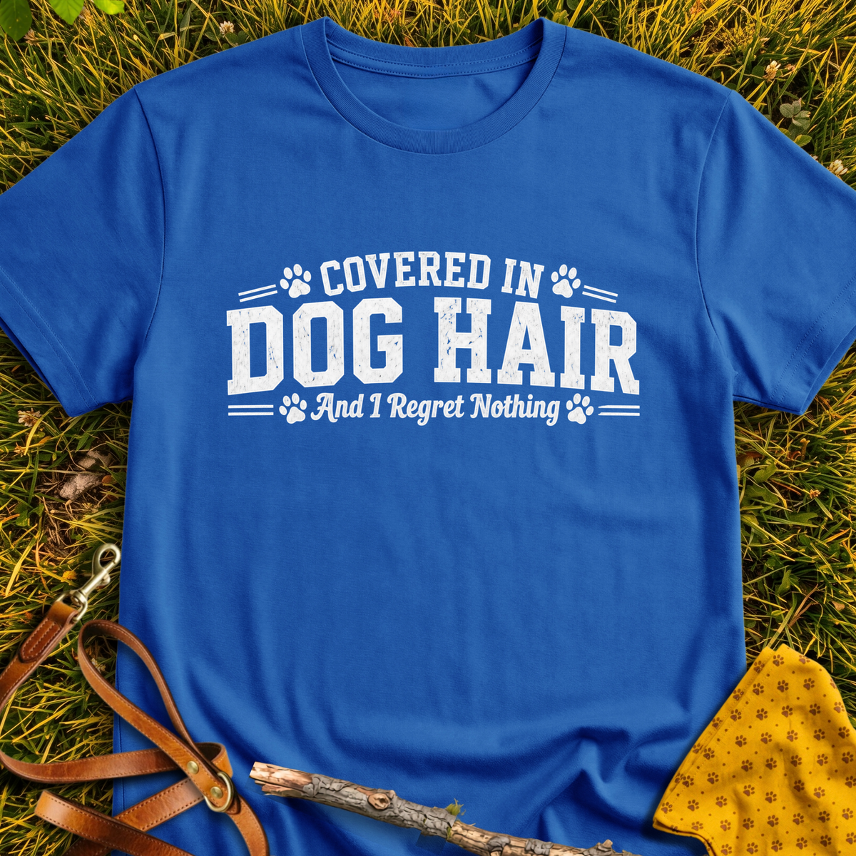 Dog Hair No Regrets T-shirt T-shirt in Royal - Furever Mode rescue dog tee