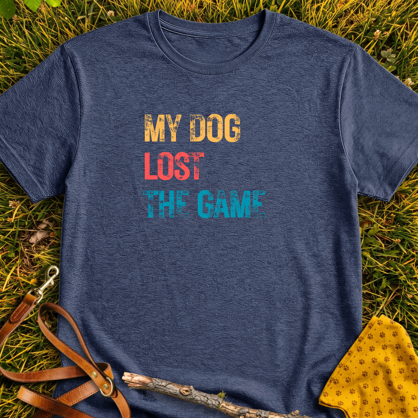 Dog Lost the Game T-shirt T-shirt in Heather Navy - Furever Mode rescue dog tee