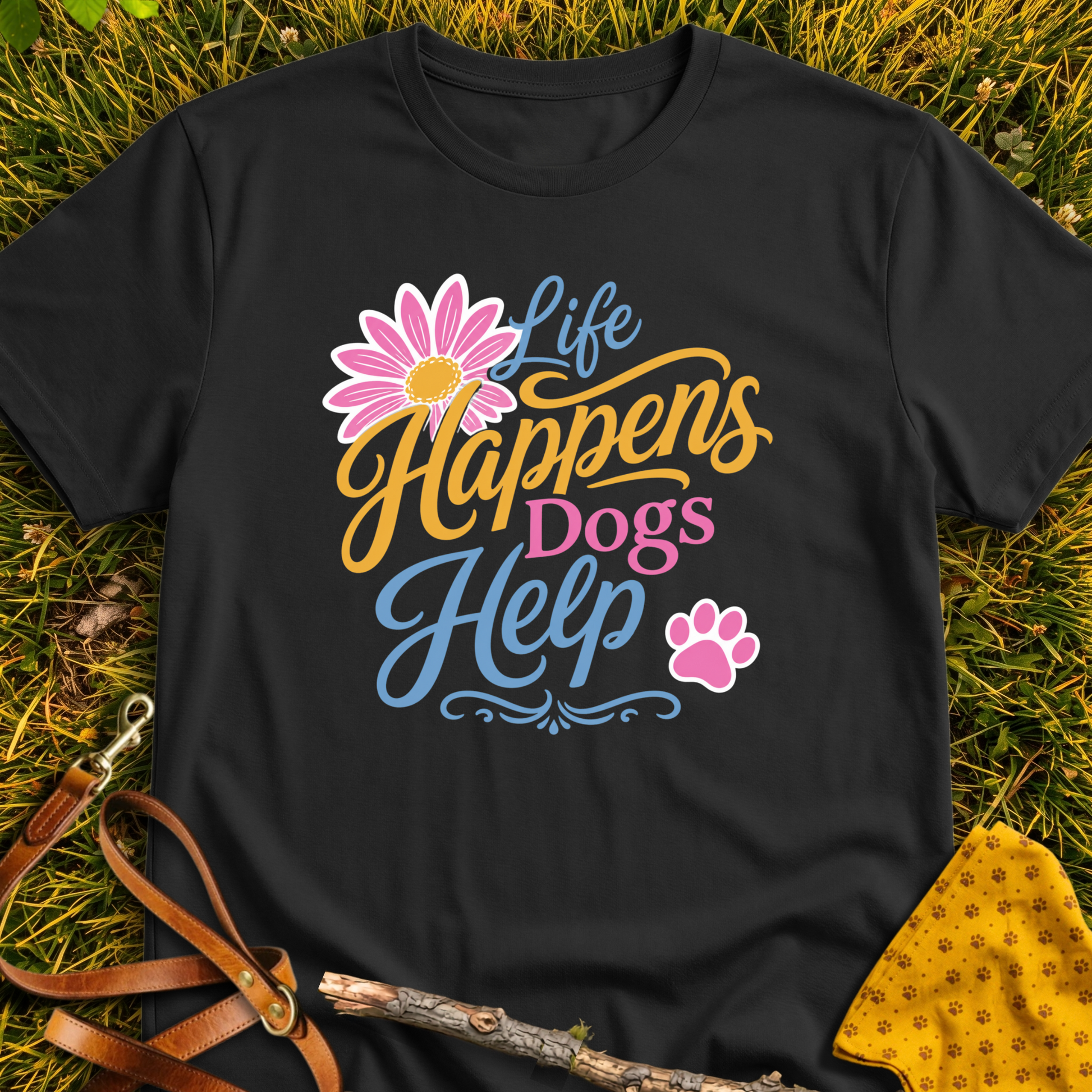 Dogs Help T-shirt T-shirt in Black - Furever Mode rescue dog tee