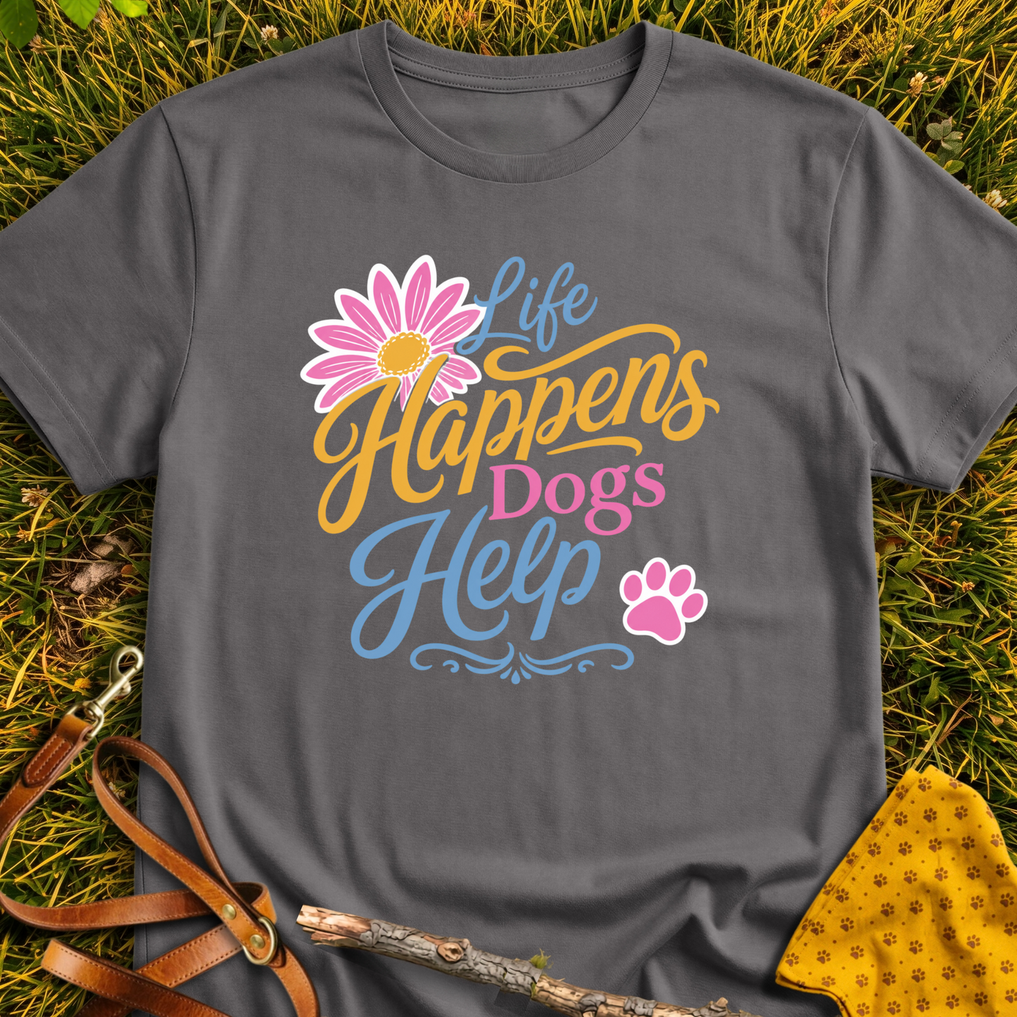 Dogs Help T-shirt T-shirt in Charcoal - Furever Mode rescue dog tee